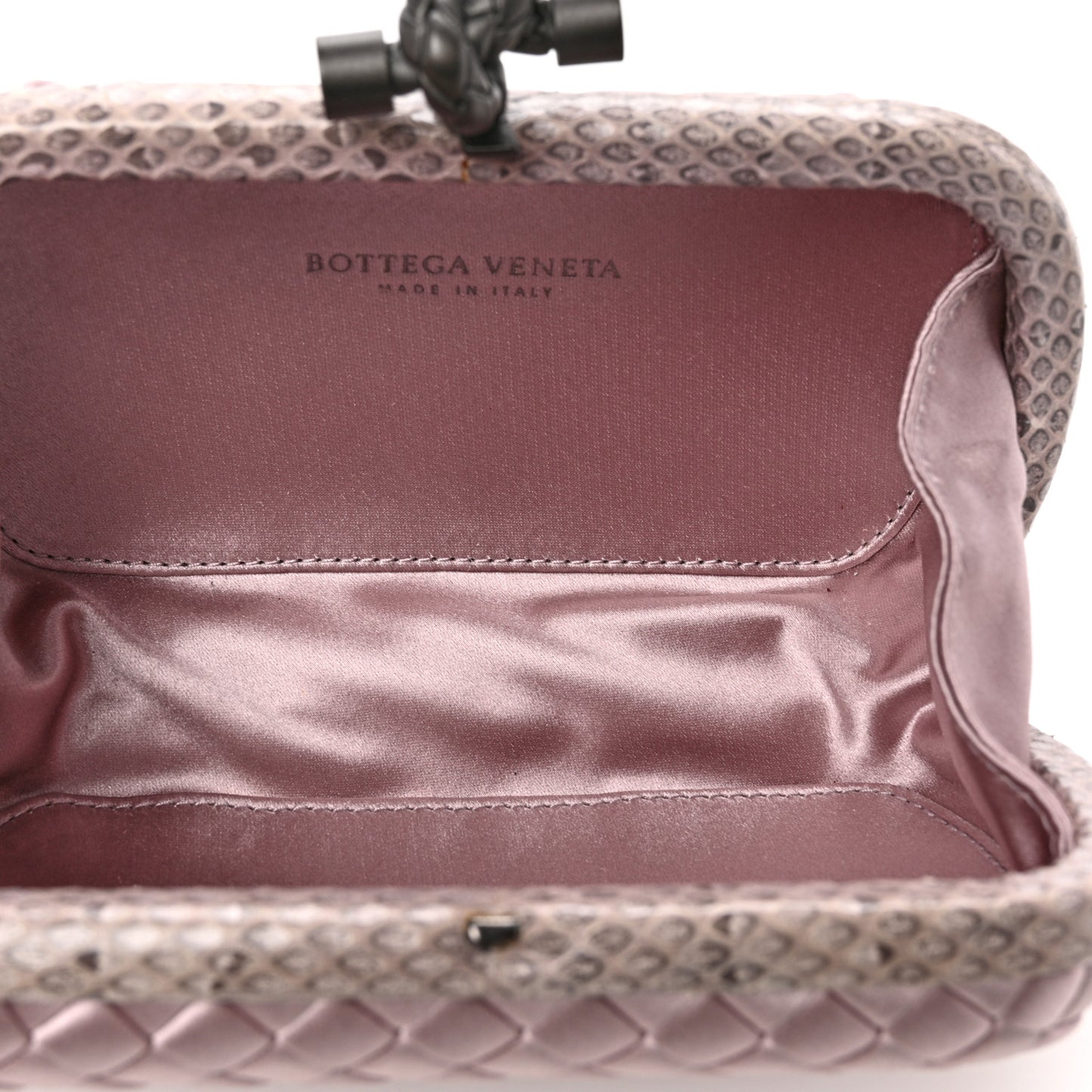 Satin Ayers Intrecciato Knot Clutch Pink