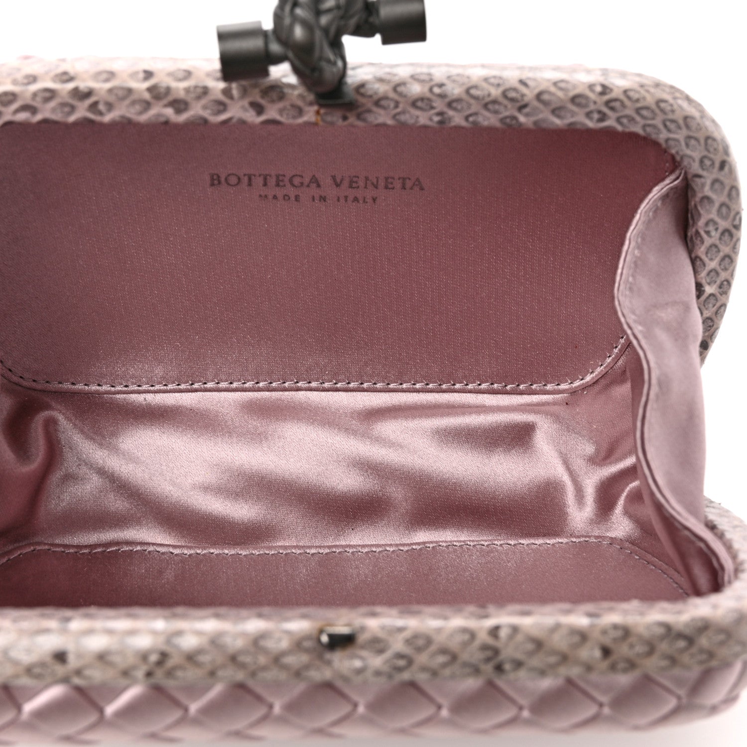 Bottega Veneta Satin Ayers Intrecciato Knot Clutch Pink 5 of 8
