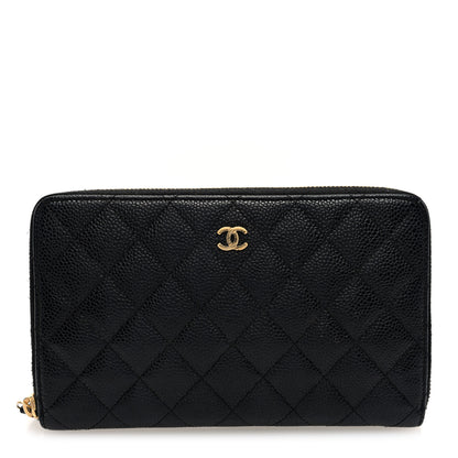Chanel Caviar Quilted Large Zip Around Organizer Wallet Black 1 of 9