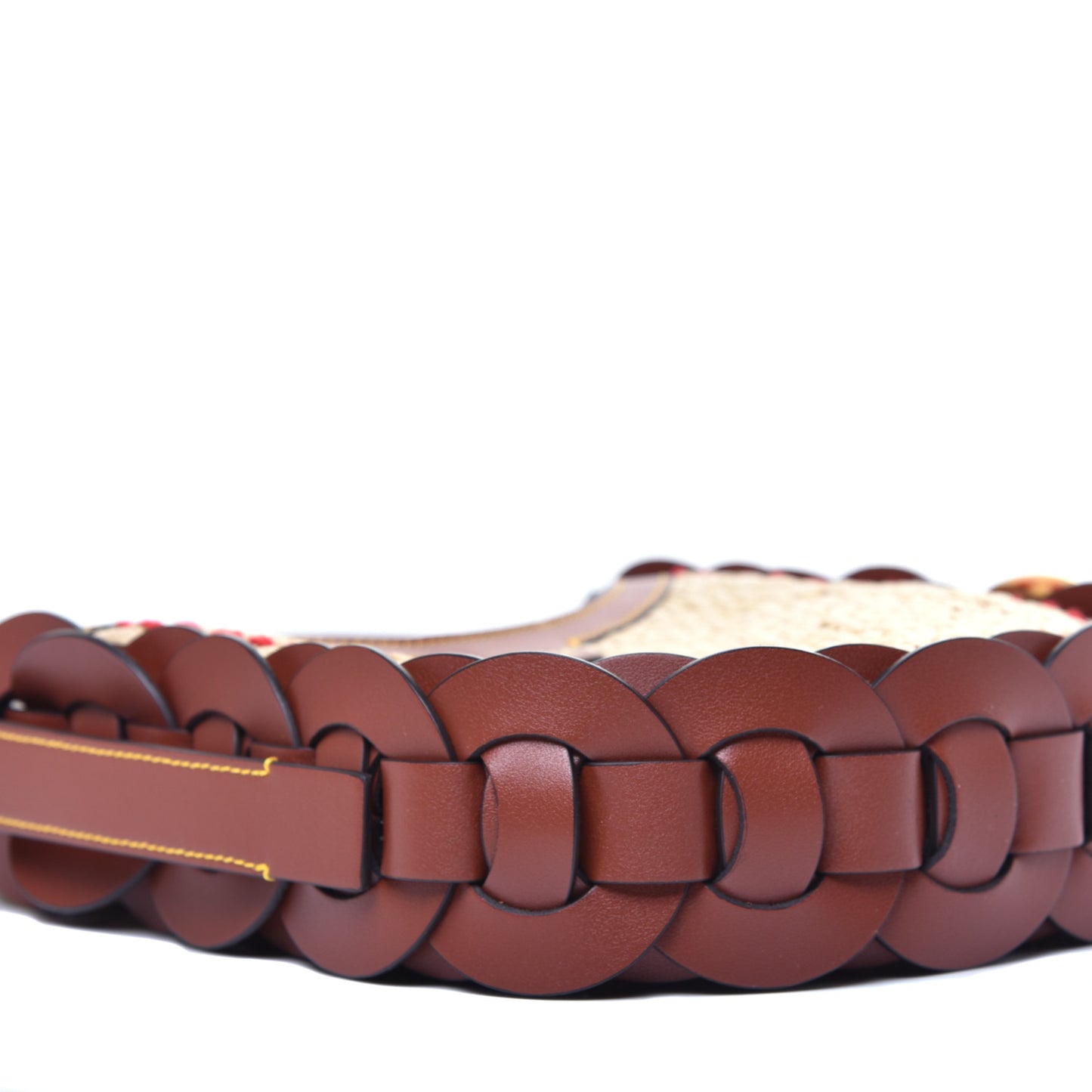 Calfskin Raffia Embroidered Small Darryl Crossbody Brown