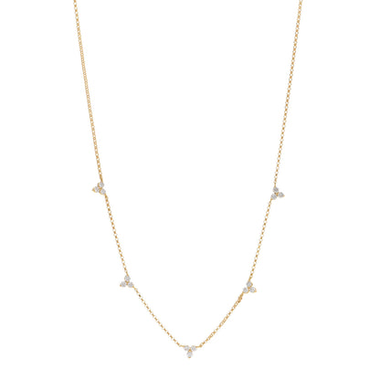 Roberto Coin ROBERTO COIN 18K Yellow Gold Diamond By the Inch Five Station Flower Necklace 1 of 5