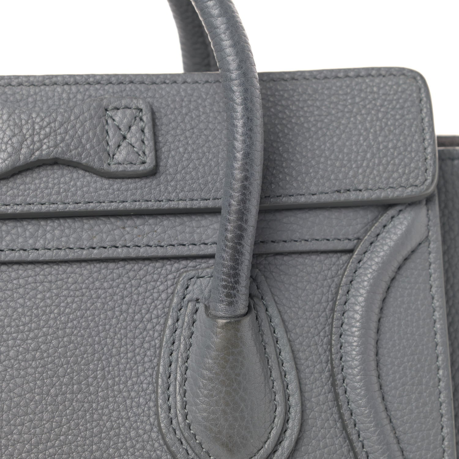 Celine Drummed Calfskin Nano Luggage Kohl 9 of 10