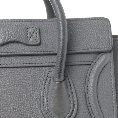 Celine Drummed Calfskin Nano Luggage Kohl 9 of 10