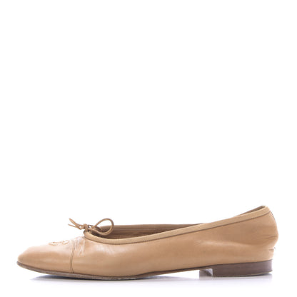 Chanel Lambskin Cap Toe CC Ballerina Flats 40 Beige 1 of 11