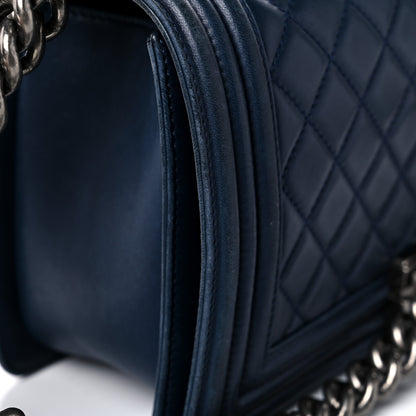 Chanel Lambskin Quilted Medium Boy Flap Dark Navy 19 of 25