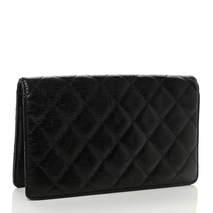 Chanel Patent Crumpled Calfskin Quilted Yen Reissue Wallet Black 3 of 9