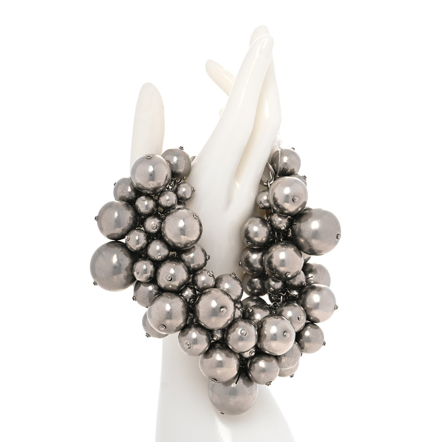 Chanel Beaded CC Bracelet Silver 2 of 5