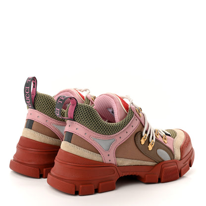 Gucci X SEGA Mesh Canvas Calfskin Womens Flashtrek Sneakers 40 Military Oatmeal 4 of 10
