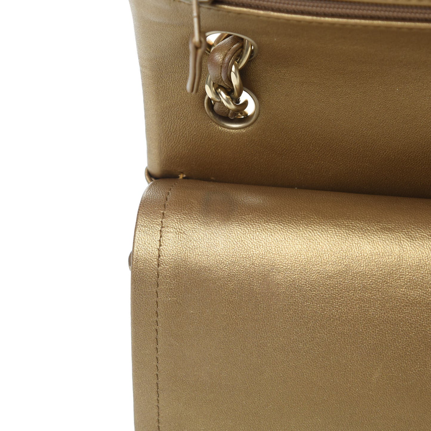 Metallic Lambskin Quilted Jumbo Double Flap Gold