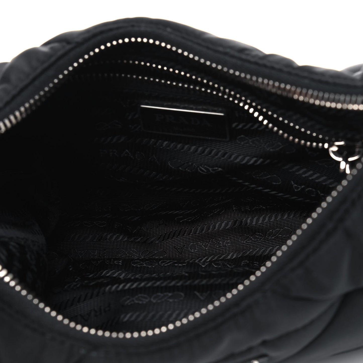 Nylon Quilted Patchwork Re-Edition Hobo Bag Black