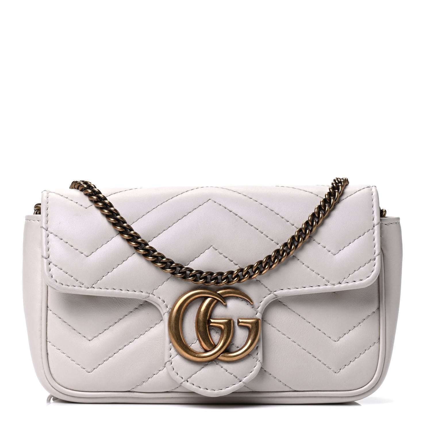 Gucci Calfskin Matelasse Super Mini GG Marmont Shoulder Bag White 1 of 4
