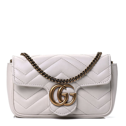 Gucci Calfskin Matelasse Super Mini GG Marmont Shoulder Bag White 1 of 4