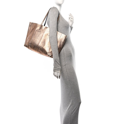 Tom Ford Metallic Snakeskin Small T Tote Gold 2 of 11