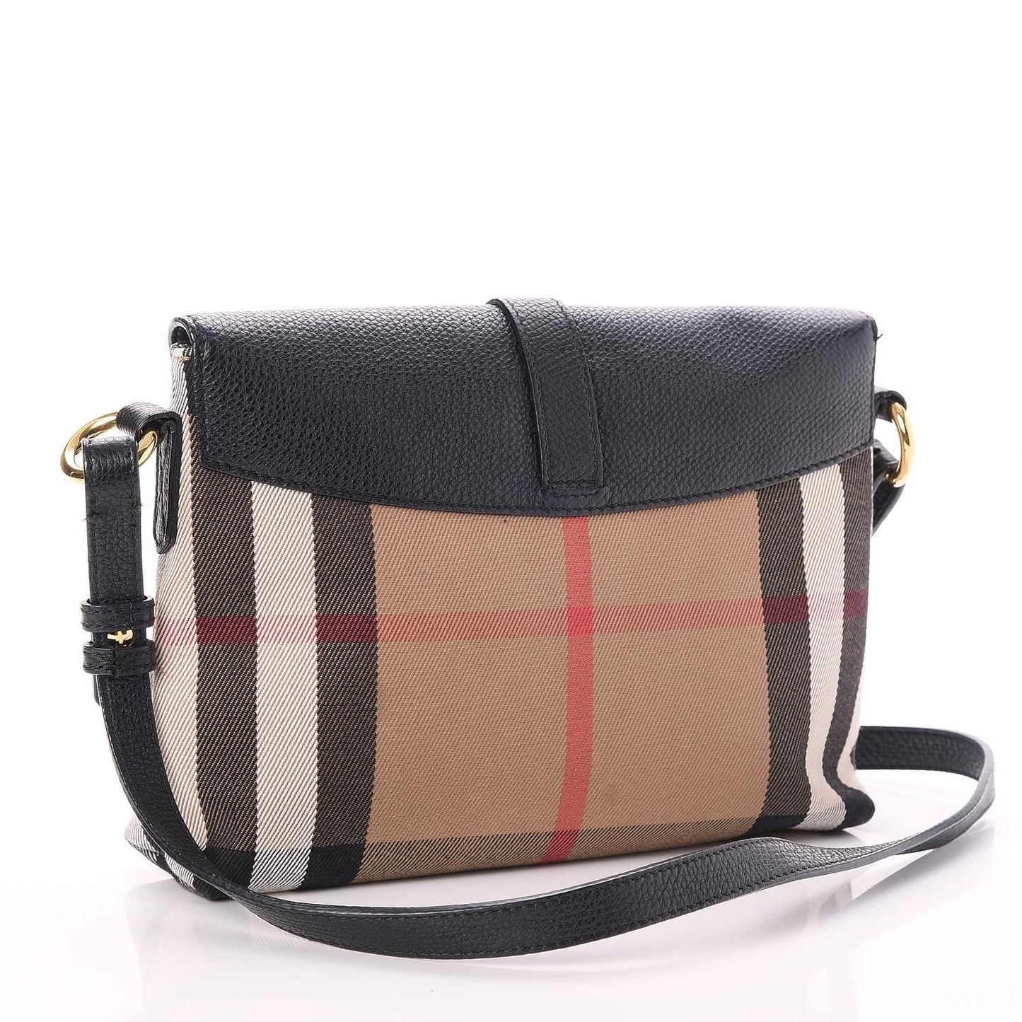 Horseshoe Calfskin House Check Small Milton Crossbody Bag Black