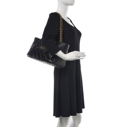 Chanel Glazed Crinkled Lambskin Large East West Flap Black 2 of 10