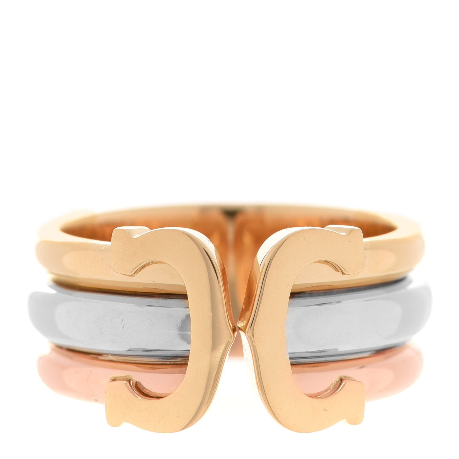 Cartier 18K Pink Yellow White Gold 8mm C De Cartier Ring 53 6.25 1 of 5