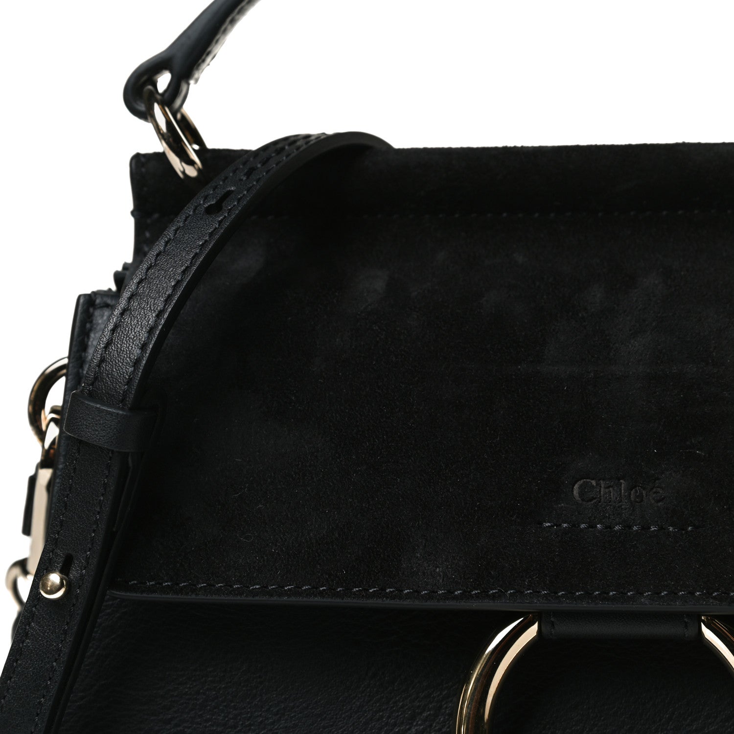 Chloe Suede Calfskin Small Faye Top Handle Bag Black 11 of 16