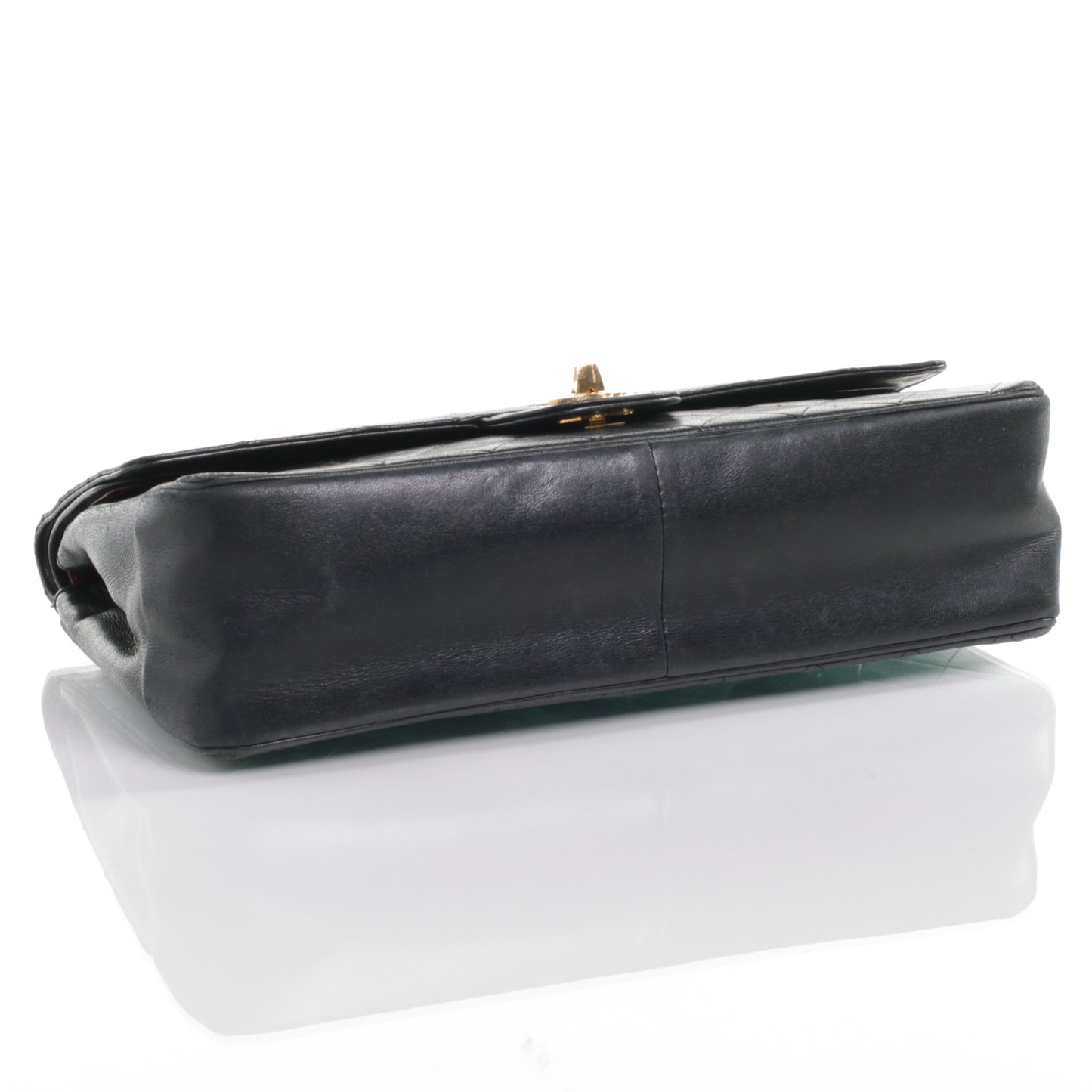 Lambskin Mademoiselle Chain Double Flap Black