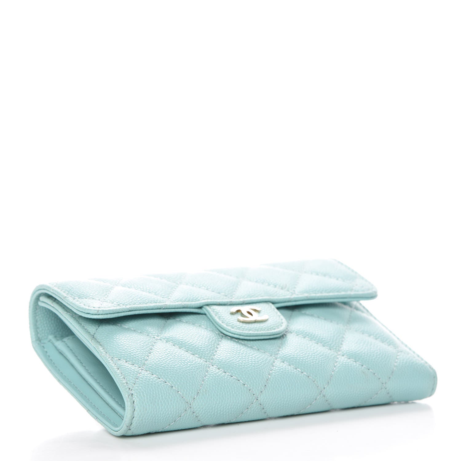 Chanel Caviar Quilted Medium Flap Wallet Light Blue 4 of 9