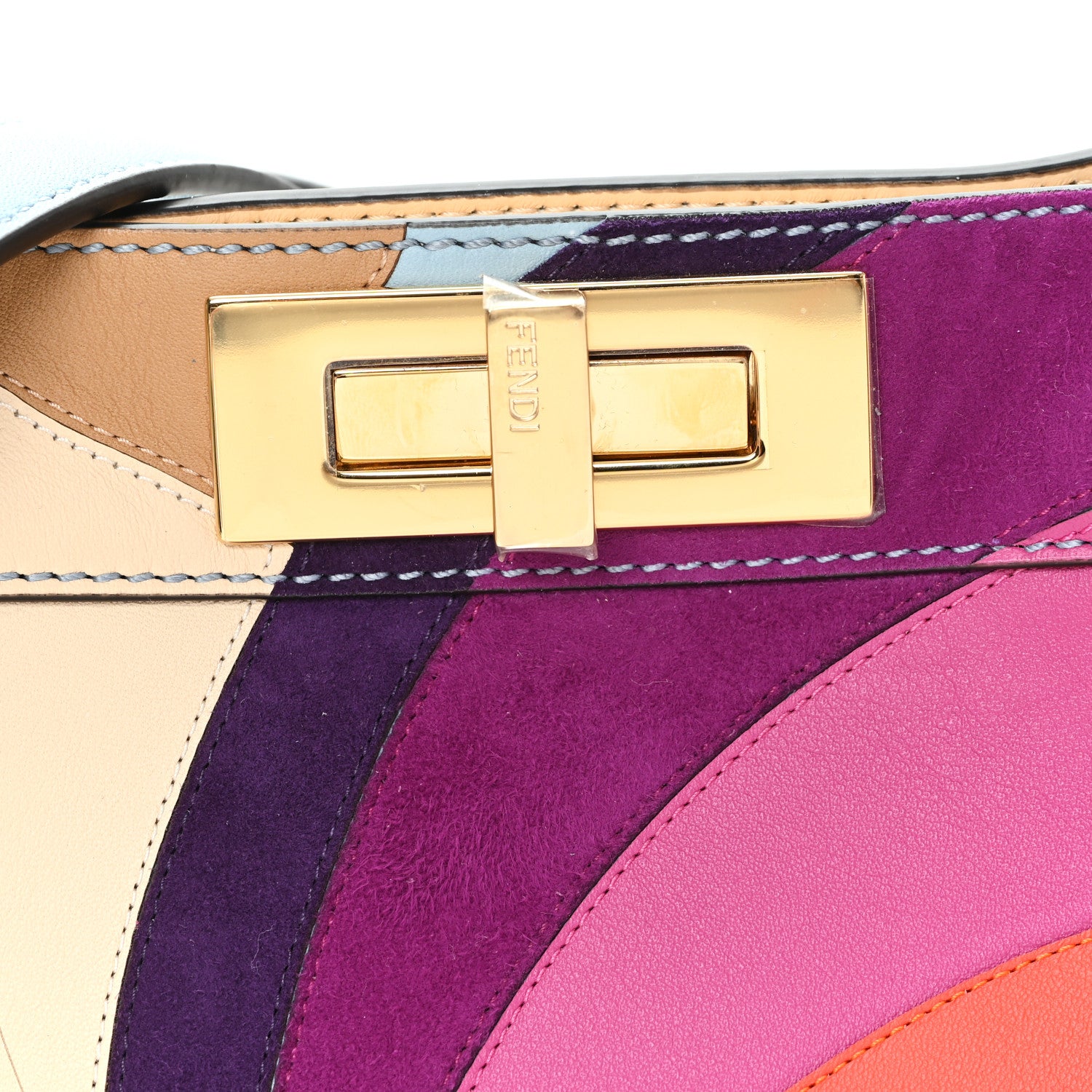 Fendi Vitello Seta Nappa Bi-Color Rainbow Girl Inlay Medium Peekaboo I SEE U Satchel Azzurro Baby Multicolor 9 of 11