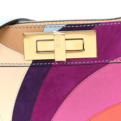 Fendi Vitello Seta Nappa Bi-Color Rainbow Girl Inlay Medium Peekaboo I SEE U Satchel Azzurro Baby Multicolor 9 of 11