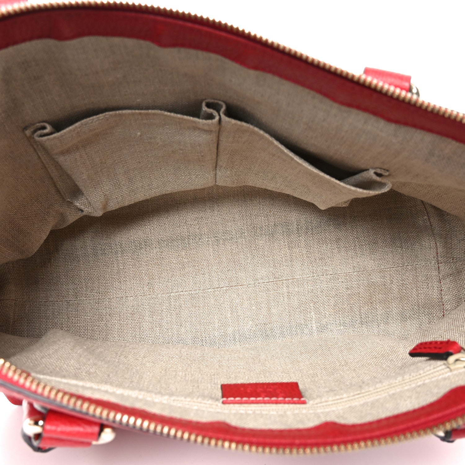 Gucci Dollar Calfskin GG Charm Satchel Red 5 of 10