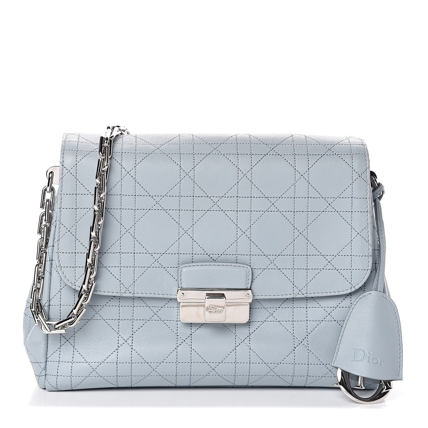 Christian Dior Calfskin Cannage Stitched Small Diorling Blue Porcelain 1 of 10