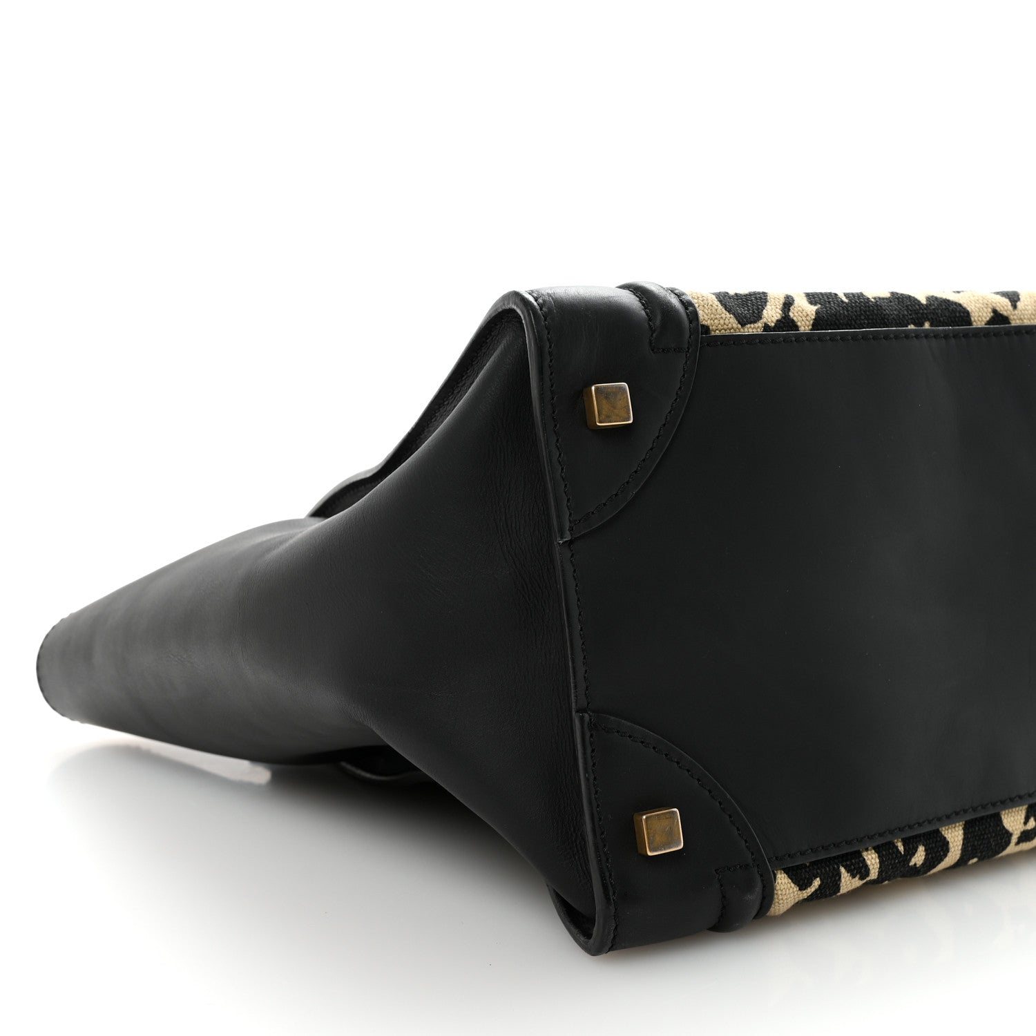 Celine Canvas Smooth Calfskin Leopard Print Mini Luggage Black 9 of 10