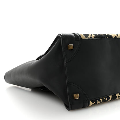 Celine Canvas Smooth Calfskin Leopard Print Mini Luggage Black 9 of 10