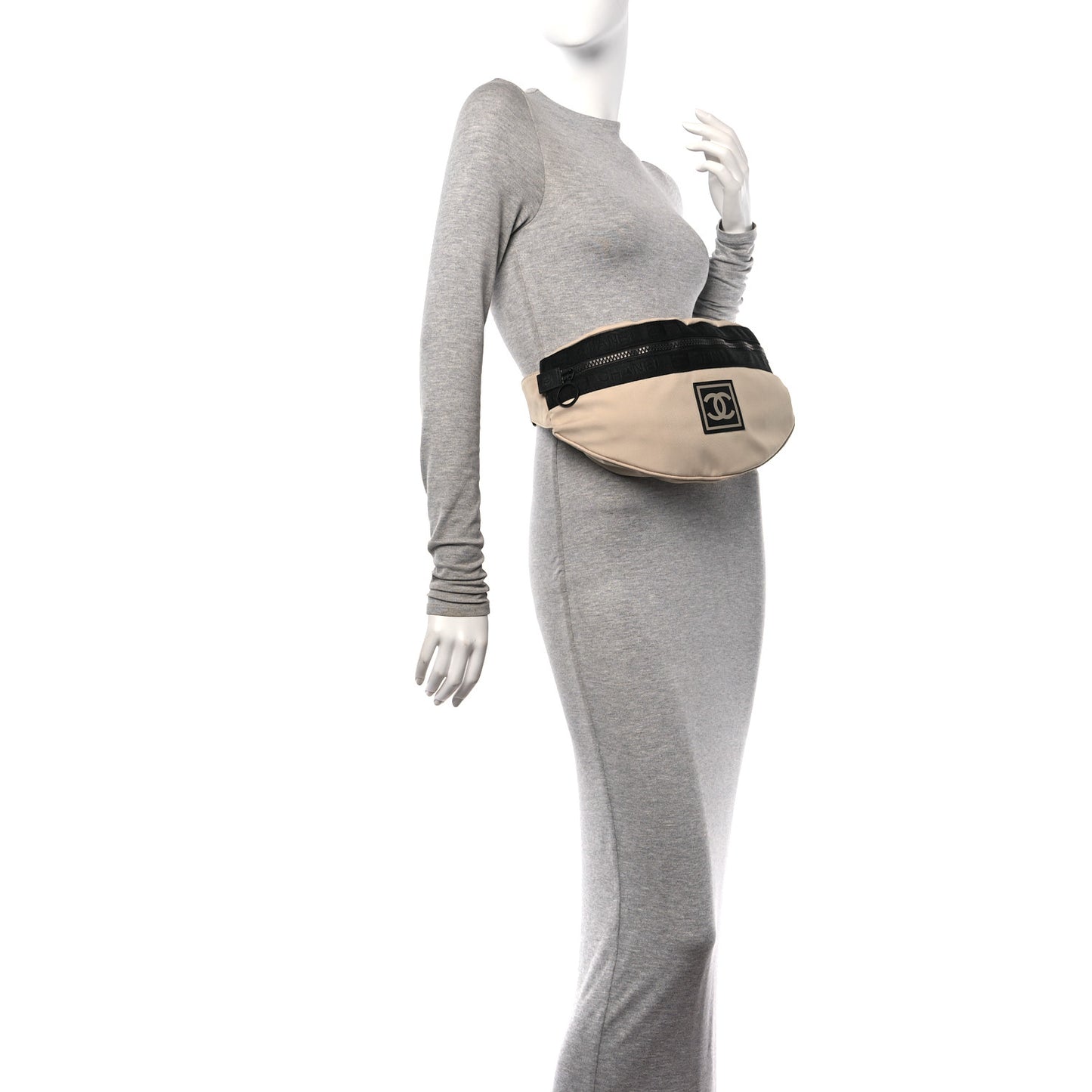 Nylon Sport Waist Bag Beige