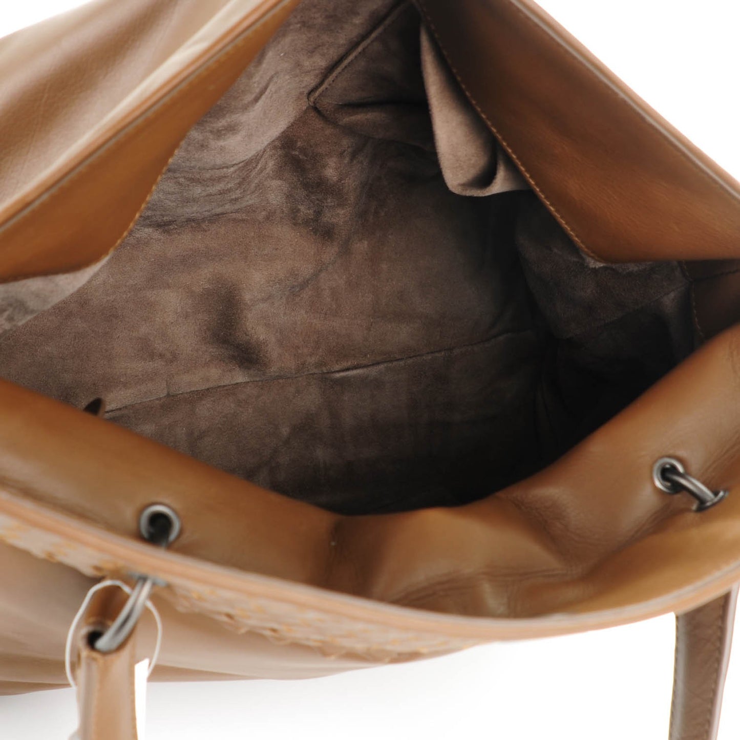 Smooth Lambskin Intrecciato Tiina Top Handle Bag Cigar