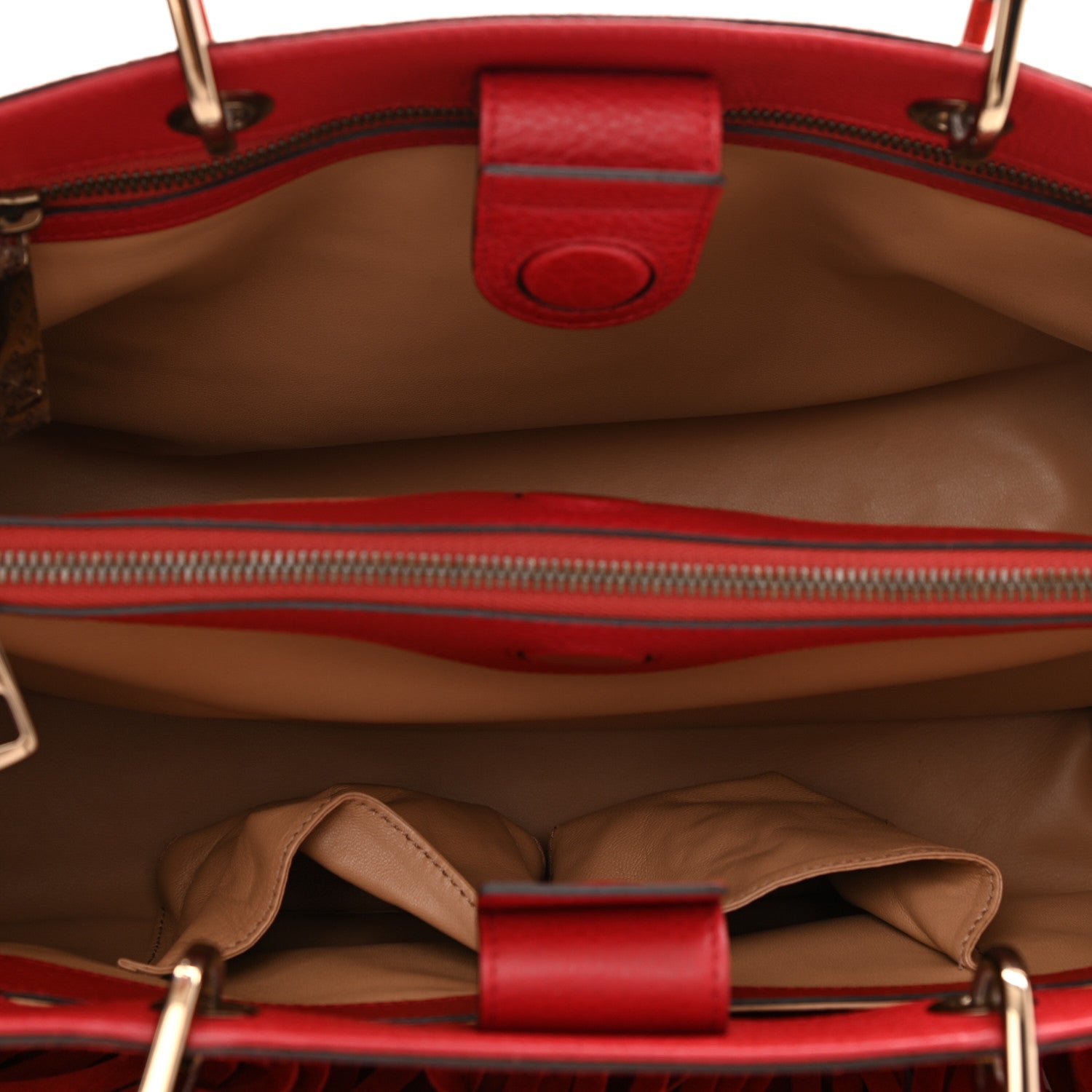 Gucci Suede Bamboo Fringe Medium Shopper Tote Red 5 of 12