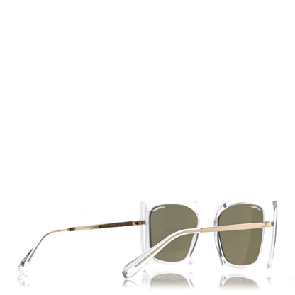 Chanel 18K White Gold Mirror Square Sunglasses 6051 Gold 4 of 7