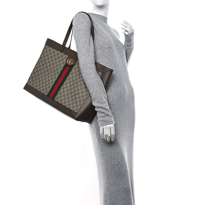 Gucci GG Supreme Monogram Web Ophidia Tote Brown 2 of 12