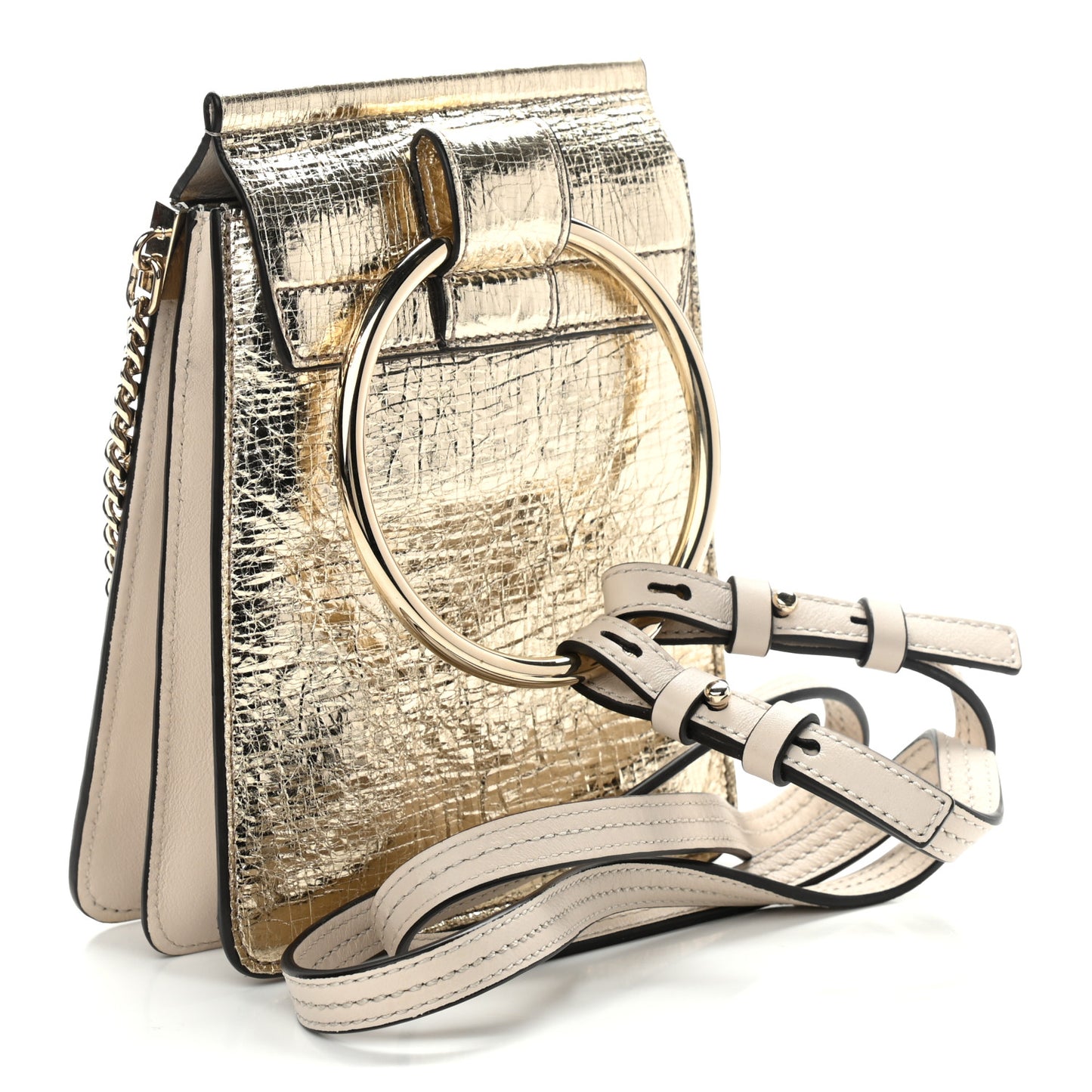 Metallic Calfskin Mini Faye Bag Gold