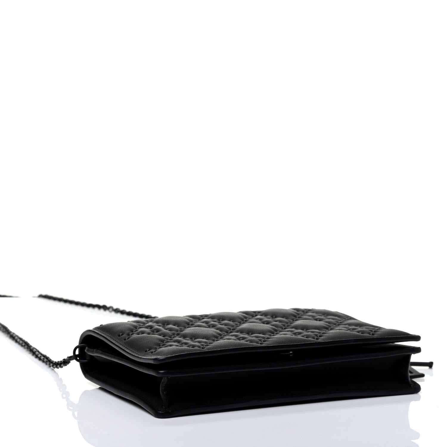 Christian Dior Ultra Matte Calfskin Cannage Studded Lady Dior Wallet on Chain Pouch Black 3 of 4