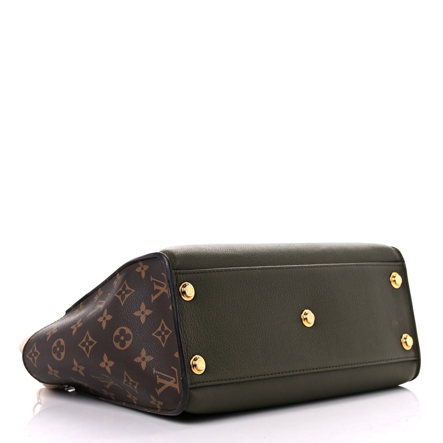 Calfskin Monogram On My Side MM Laurier Green Toffee Latte Beige