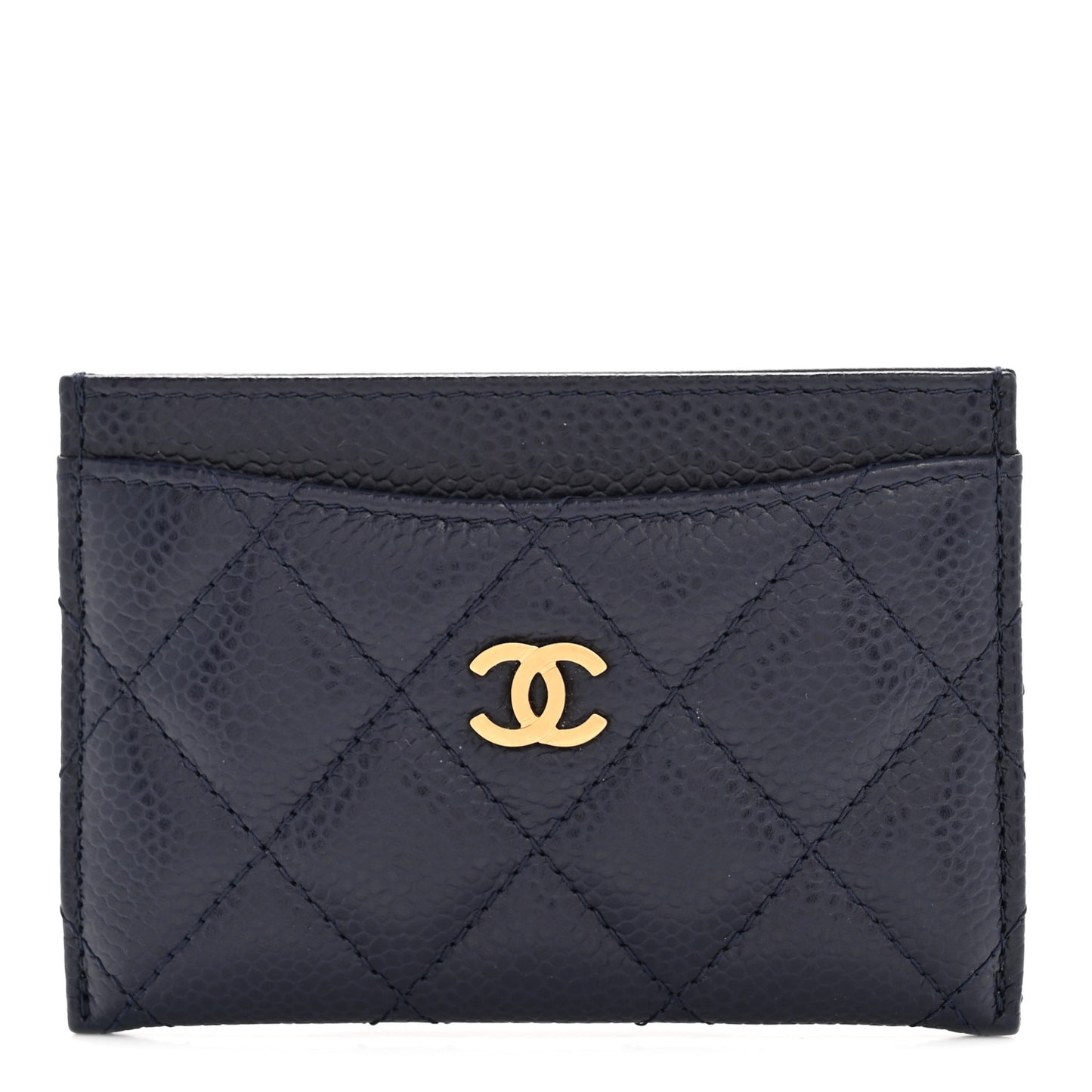 Caviar Quilted Card Holder Navy