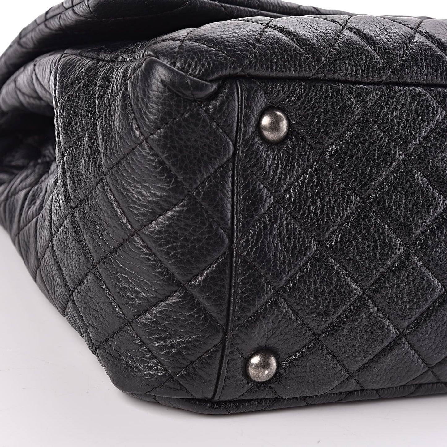 Calfskin Quilted XXL Travel Flap Bag Black