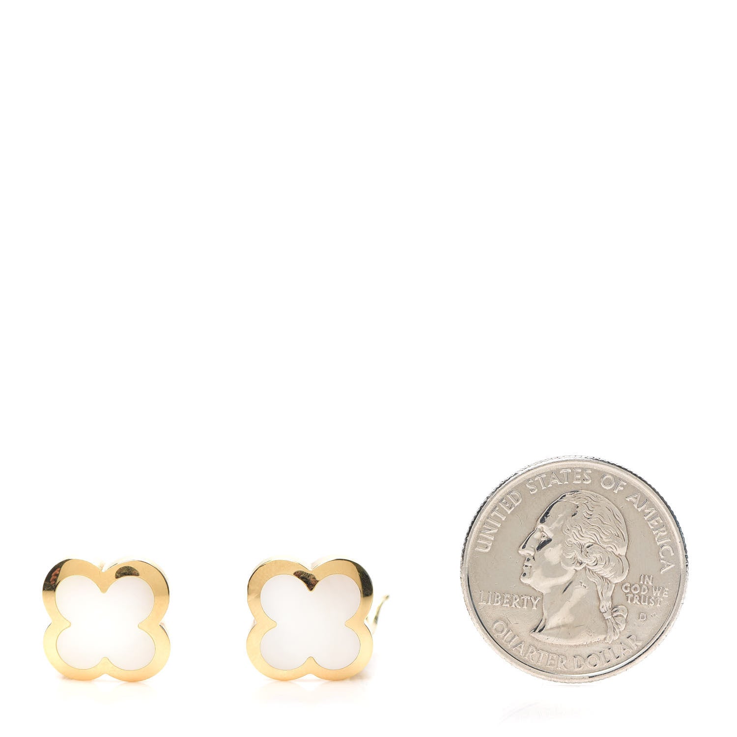 Van Cleef & Arpels 18K Yellow Gold Mother of Pearl Pure Alhambra Earrings 2 of 6