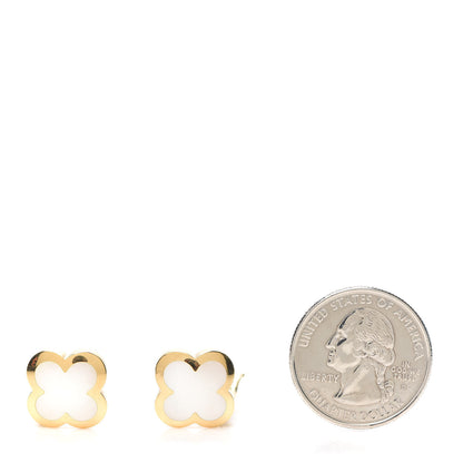Van Cleef & Arpels 18K Yellow Gold Mother of Pearl Pure Alhambra Earrings 2 of 6