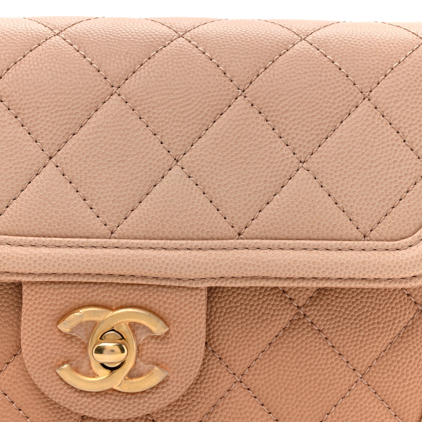 Caviar Quilted Sunset On The Sea Waist Bag Beige