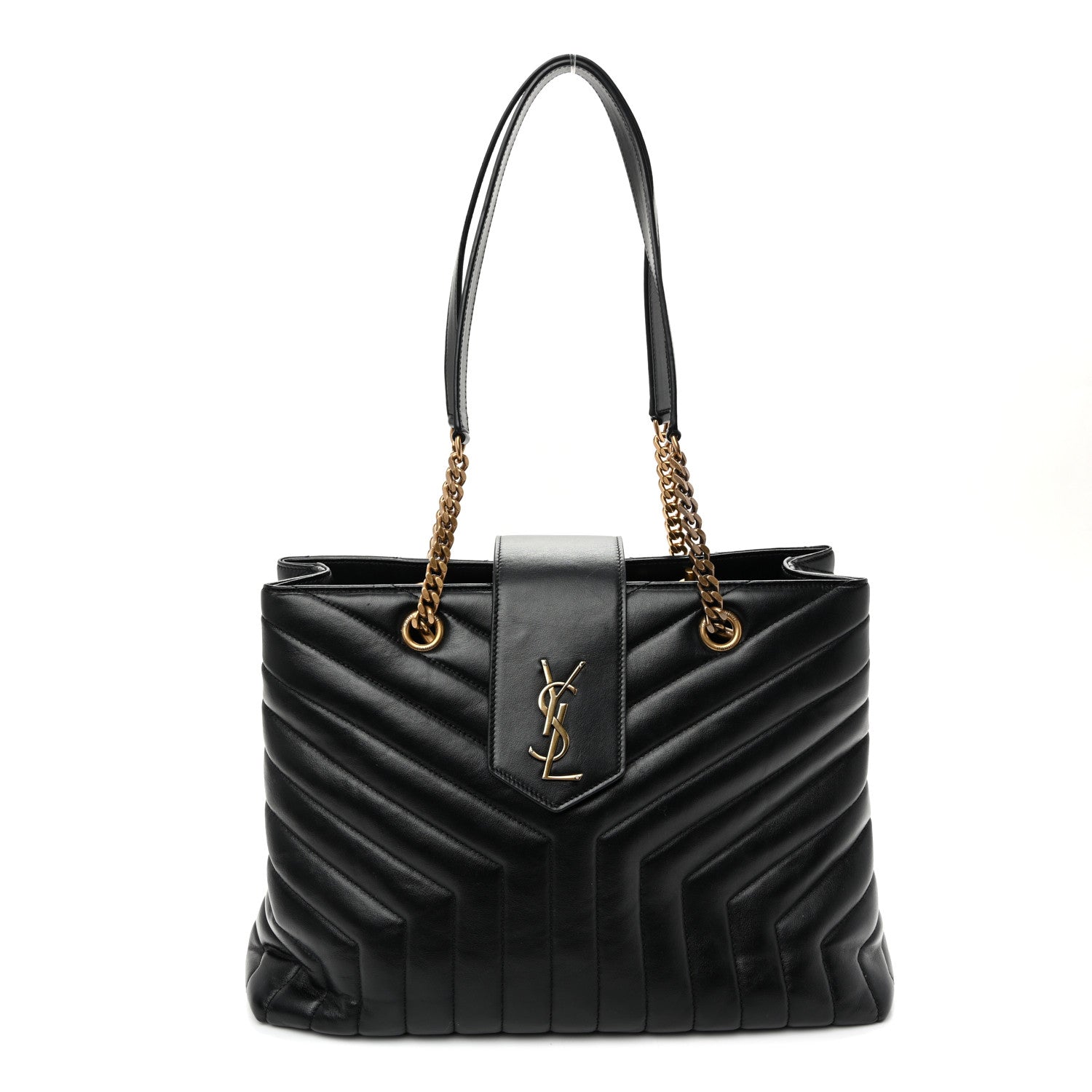 Saint Laurent Calfskin Y Quilted Monogram Large Loulou Shopper Black 1 of 12