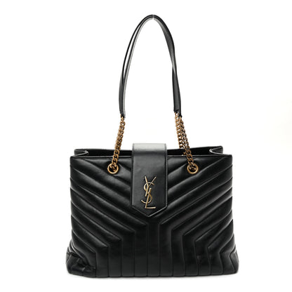 Saint Laurent Calfskin Y Quilted Monogram Large Loulou Shopper Black 1 of 12