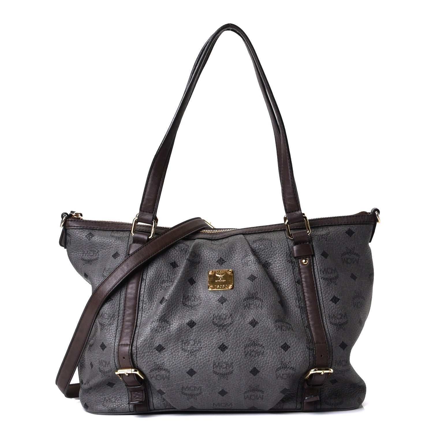 MCM Visetos Medium Essentials Shopper Tote Phantom Grey 2 of 11