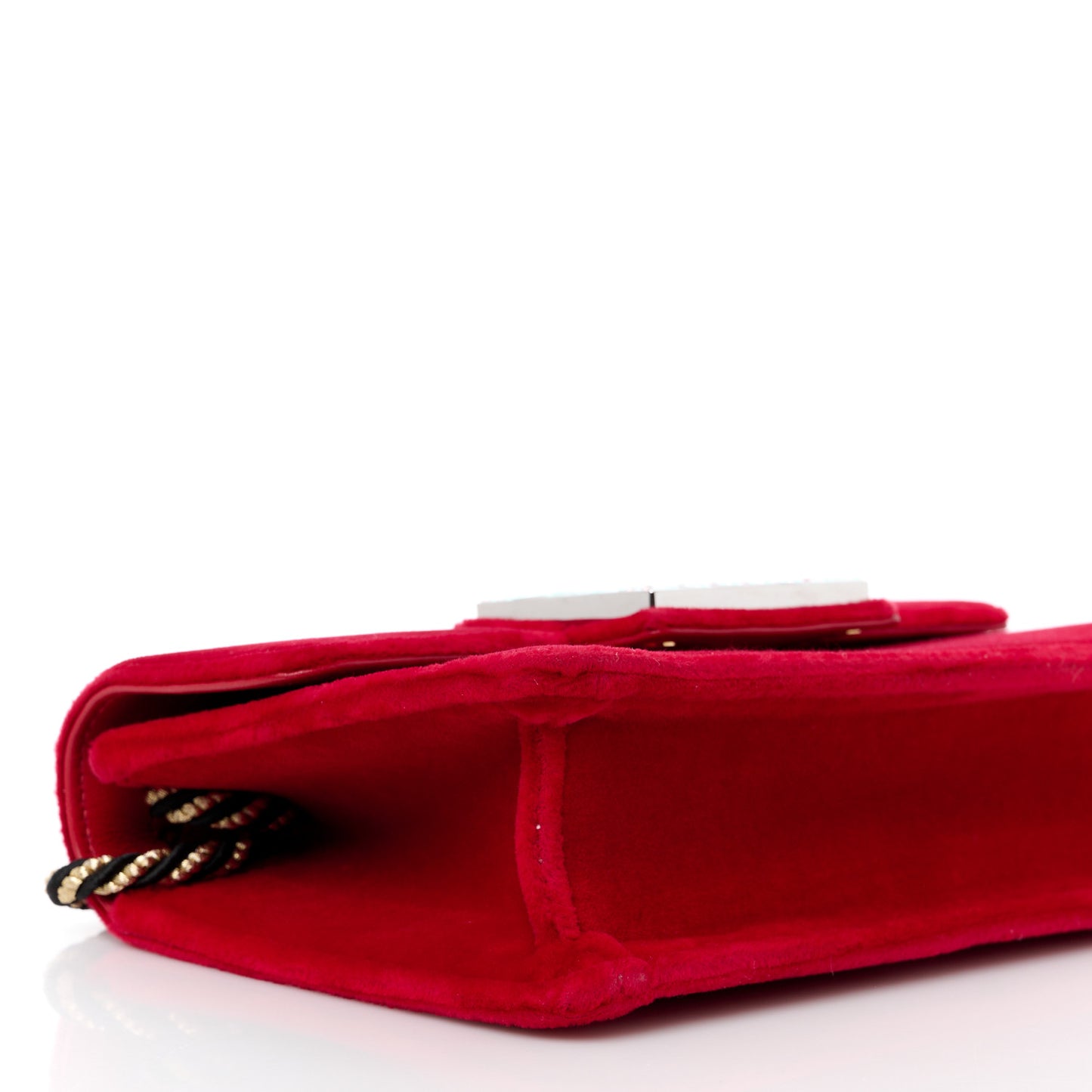 Velvet Crystal Square G Shoulder Bag Red