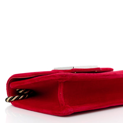 Gucci Velvet Crystal Square G Shoulder Bag Red 10 of 14