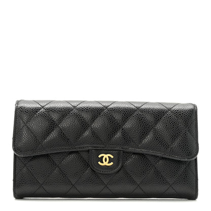 Chanel Caviar Quilted Large Gusset Flap Wallet Black 1 of 26