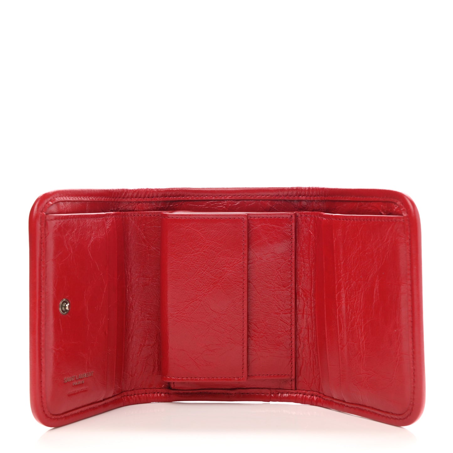 Crinkled Calfskin Matelasse Monogram Niki Compact Wallet Red