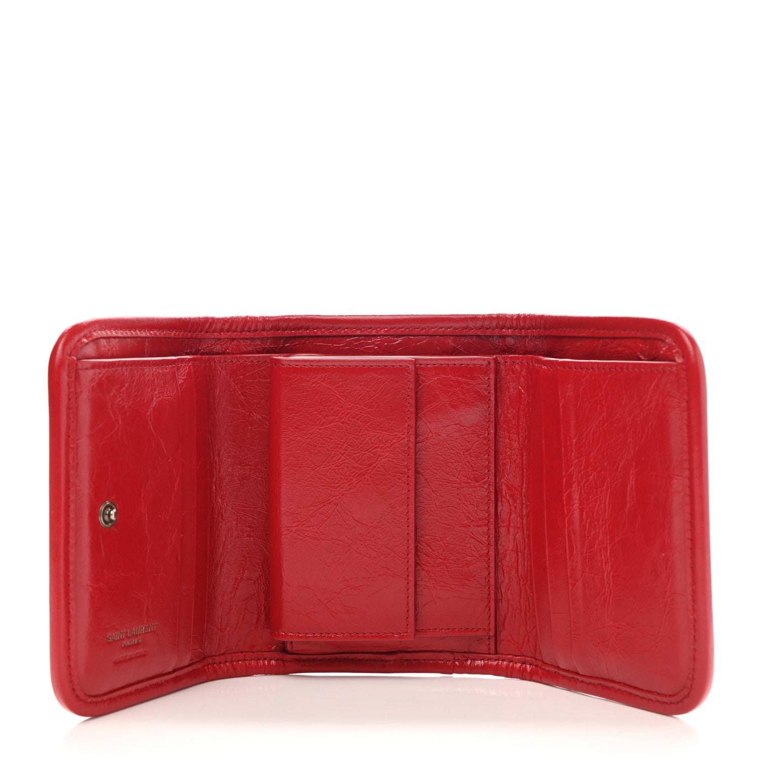 Saint Laurent Crinkled Calfskin Matelasse Monogram Niki Compact Wallet Red 5 of 10